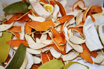 Dried orange and citrus peel.