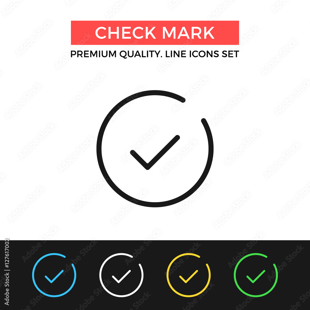 Poster vector check mark icon. thin line icon