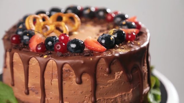 Chocolate cake with summer berries