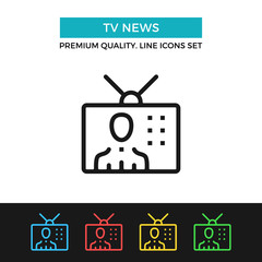 Vector TV news icon. Thin line icon
