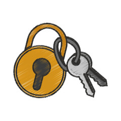 Keys and padlock icon. Security system warning protection and danger theme. Isolated design. Vector illustration