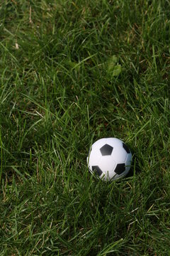 Soccer ball on field. Close up