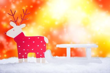 Festive reindeer pulling sledge