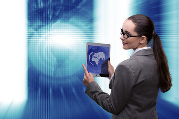 Businesswoman in data mining concept