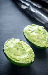 Guacamole in avocado shells