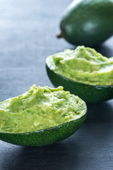 Guacamole in avocado shells