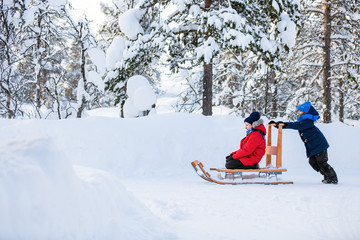 Kids outdoors on winter