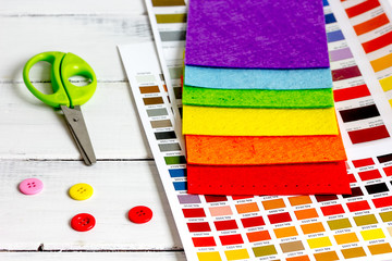 set designer palettes on working desk close up