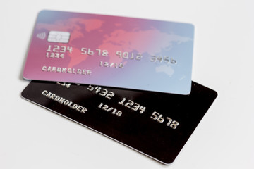 Credit cards on white background - online shopping