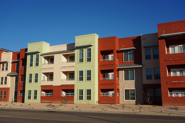 close up on modern apartment building in sunny day