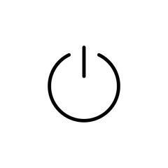 thin line power switch icon on white background