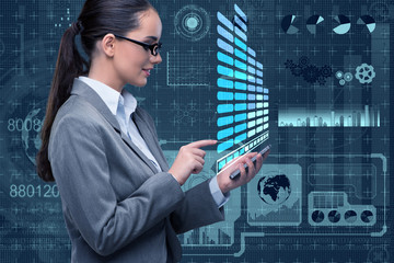 Businesswoman with mobile in business concept