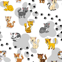 Tapeten Vektornahtloses Muster mit Katzen © ksenyasavva