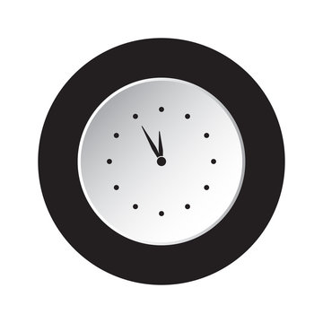 round black, white button, last minute clock icon