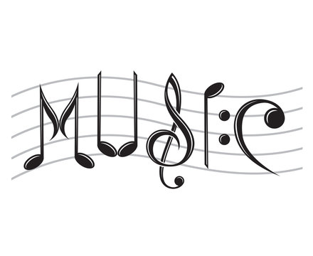 image of word music as notes