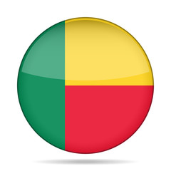 Flag of Benin. Shiny round button.