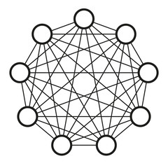 Neural net. Neuron network. Data engineering. Deep learning. Cognitive technology concept. Vector illustration