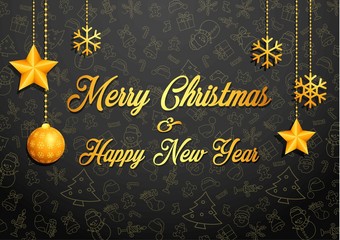 Golden christmas greeting card