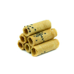 Coconut roll with black sesame Thai snack isolated on white back