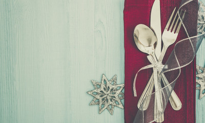 Christmas Meal Table Setting Background