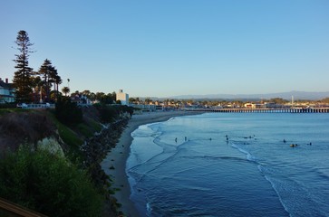 Landscape view of Santa Cruz, California (Surf City USA) over the Pacific Ocean