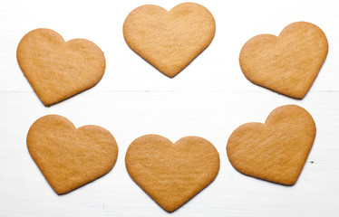 Heart shaped Gingerbread cookies (scattered group)
