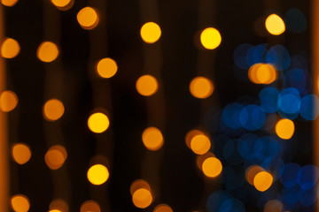 Defocused gold abstract Christmas Glitter Lights bokeh Background