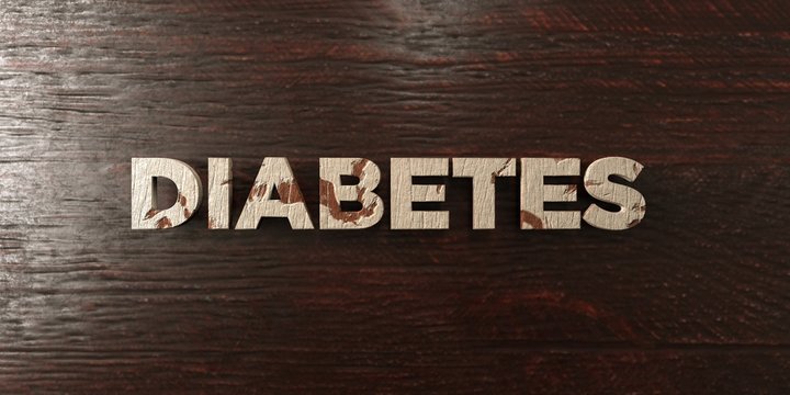 Diabetes - grungy wooden headline on Maple  - 3D rendered royalty free stock image. This image can be used for an online website banner ad or a print postcard.