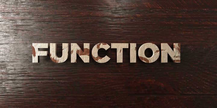 Function - grungy wooden headline on Maple  - 3D rendered royalty free stock image. This image can be used for an online website banner ad or a print postcard.