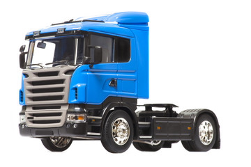 toy blue truck isolated over white background