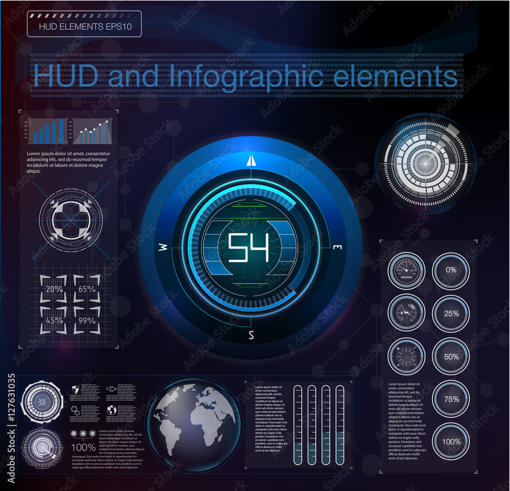 Poster abstract background with different elements of the hud. hud elements,graph.vector illustration.head-