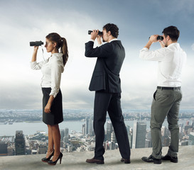 Business people looking to the future