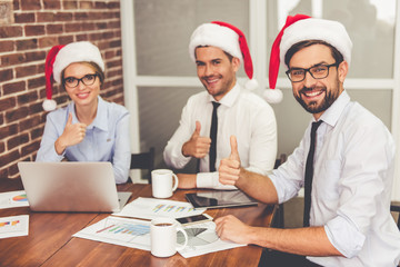 Business people celebrating Christmas