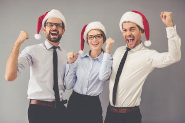 Business people celebrating Christmas