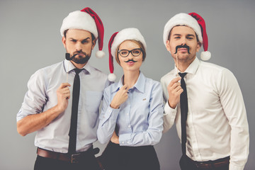 Business people celebrating Christmas