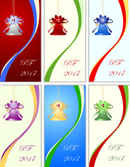 Set of six congratulation card to Christmas and New year