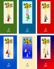 Set of six congratulation card to Christmas and New year