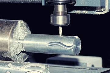 Spindle and mill of turning lathe and metal detail.