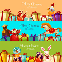 Christmas gift and toy banner set for xmas design