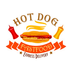 Fast food hot dog sign for food delivery design