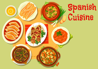 Spanish cuisine rich meat dishes icon