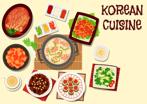 Korean cuisine icon for restaurant menu design