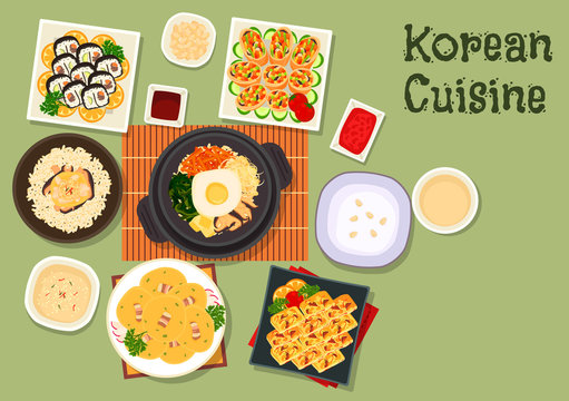 Korean cuisine traditional rice dishes icon