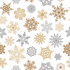 Snowflakes seamless pattern for Christmas packaging, textiles, wallpaper vector illustration.