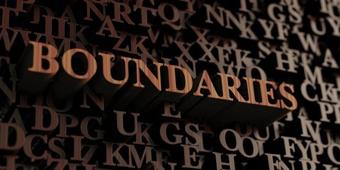 Boundaries - Wooden 3D rendered letters/message.  Can be used for an online banner ad or a print postcard. © Chris Titze Imaging