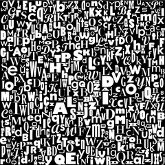 abstract confuse alphabet, vector background in black and white
