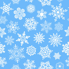 Snowflakes seamless pattern for Christmas packaging, textiles, wallpaper vector illustration.