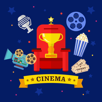 Cinema and movies icon set