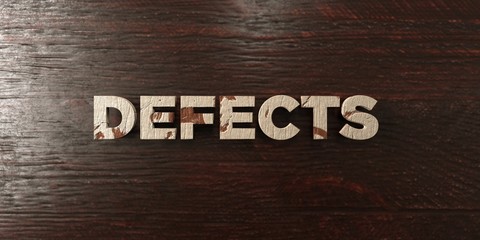 Defects - grungy wooden headline on Maple  - 3D rendered royalty free stock image. This image can be used for an online website banner ad or a print postcard.