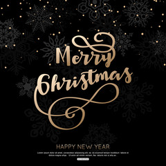 Merry Christmas Congratulations Card with Snowflakes. Vector illustration eps10 format